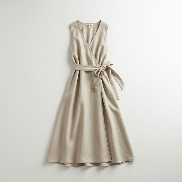 Linen Wrap Midi Dress