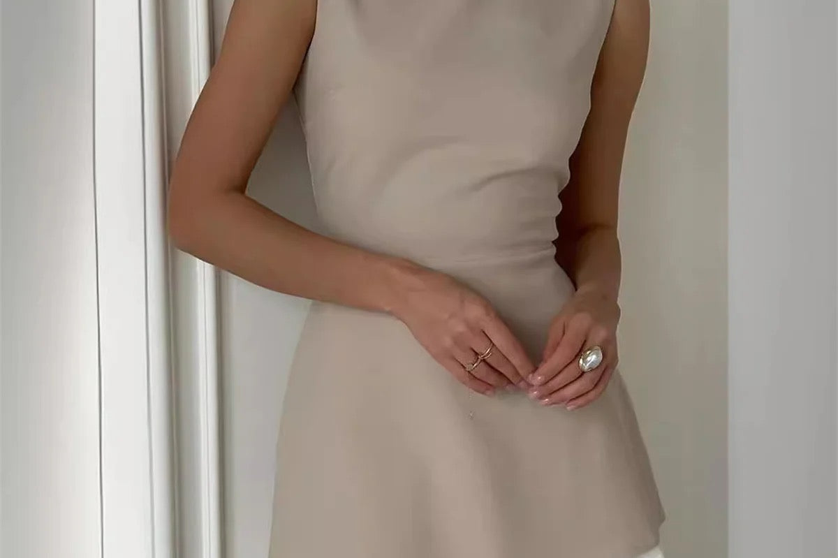 Arianrhod | Pleated Hem Contrast Mini Dress