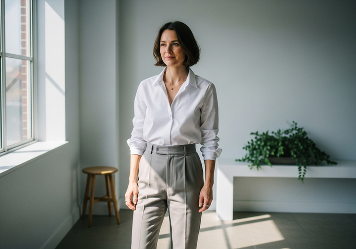 Cotton Poplin Blouse, styled