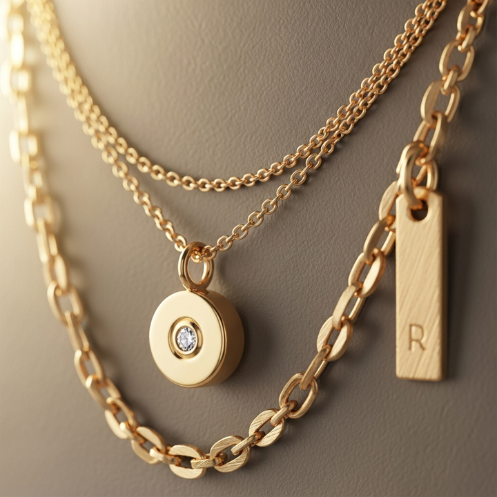Layered Pendant Necklace, chain detail