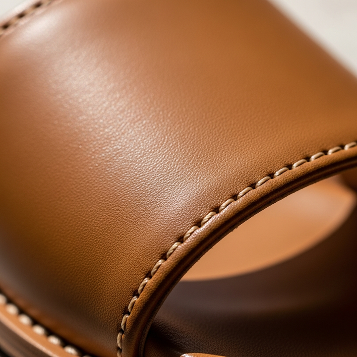 Leather Slide Sandals, leather detail