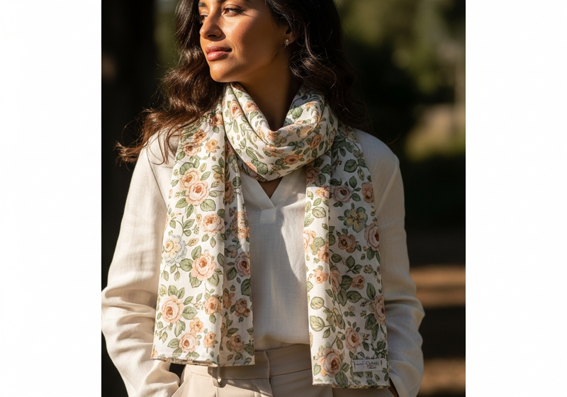 Lightweight Cotton Scarf, styled