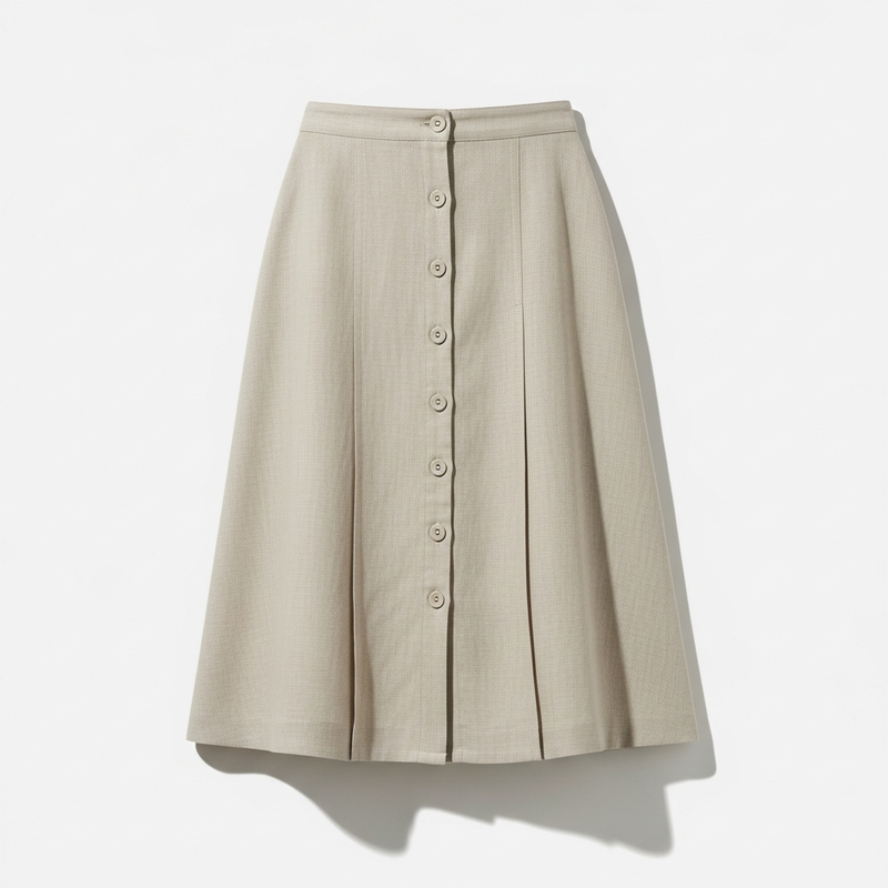 Linen Button Skirt