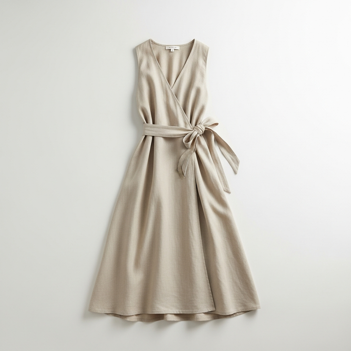 Linen Wrap Midi Dress