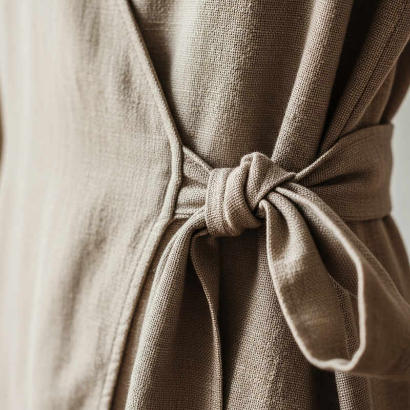 Linen Wrap Midi Dress, fabric detail