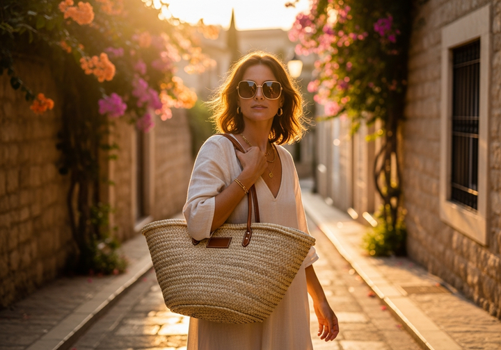 Woven Tote Bag, styled
